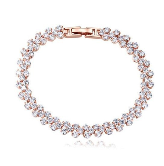 Br599/823 BRANSOLETKA ślubna różowe złoto z cyrkoniami