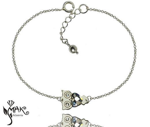 KPL719 Sowy Swarovski Elements KOMPLET kryształy + pudełko z grawerem