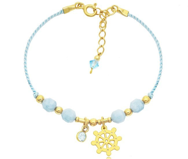 1276 bransoletka srebrna pozłacana z grawerem ster