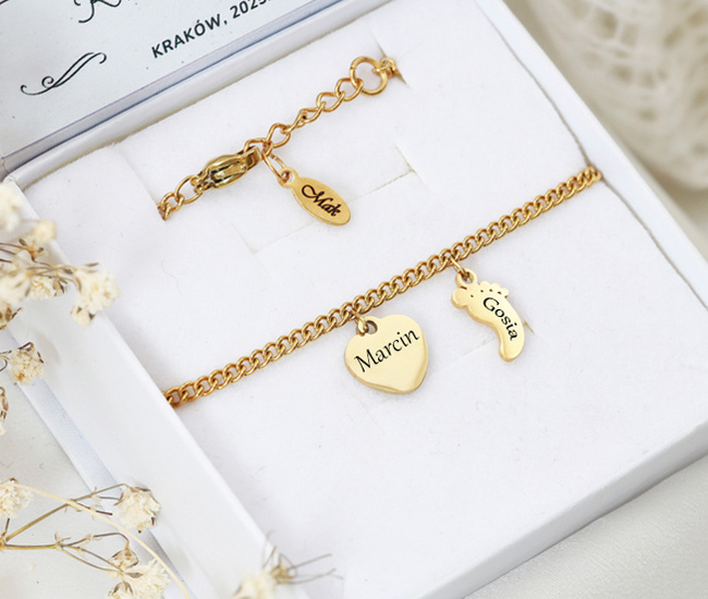 Grawerowana bransoletka pozłacana z imionami dzieci 1764/7