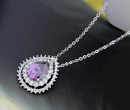 NK599/468 NASZYJNIK platynowany cyrkonie łezka fioletow