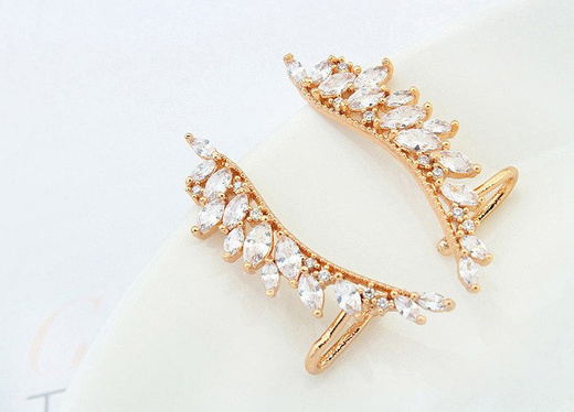 Kol 599/609 KOLCZYKI,żółte złoto, NAUSZNICE z cyrkoniami,