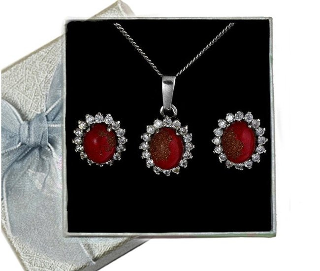 480/227 komplet srebrny z brązowymi kamieniami