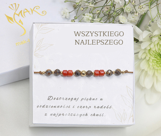 Zestaw urodzinowy bransoletka bronzyt, tygrysie oko, koral 1873/16