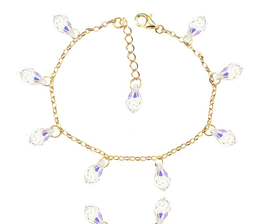 1362 komplet srebrny pozłacany z kryształkami CAB opalizujący