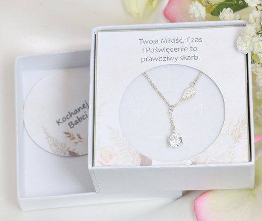 1610 naszyjnik srebrny 925 skrzydło anioła z cyrkonią