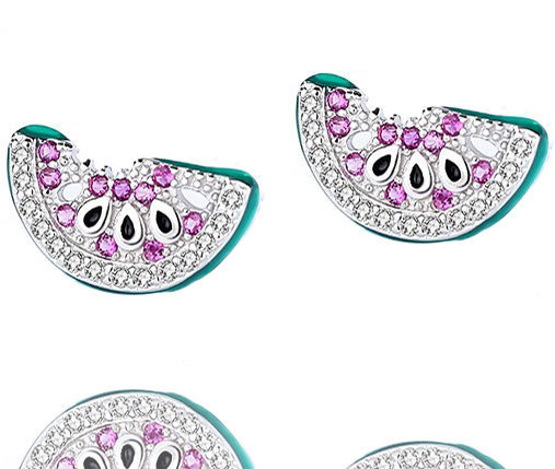 1064/37 Kolczyki srebrne 925 arbuzki cyrkonie