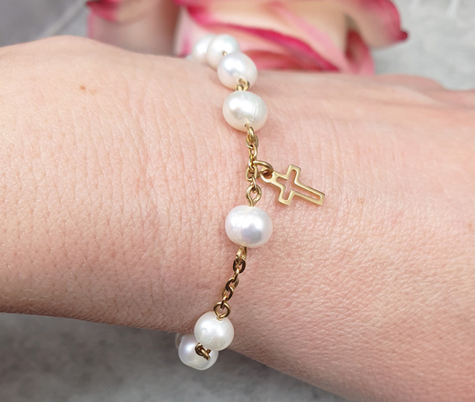 1474 bransoletka różaniec z perełek naturalnych