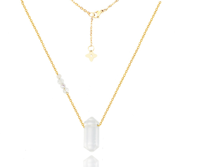 1326/4 naszyjnik pozłacany grot w okuciu kryształ górski biały