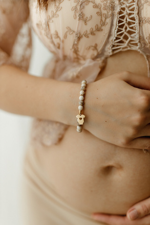 Bransoletka damska z grawerem kremowo beżowa 1794/2