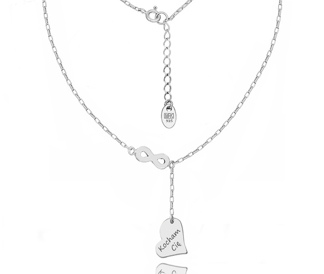 1606 naszyjnik srebrny 925 naszyjnik serce infinity z grawerunkiem
