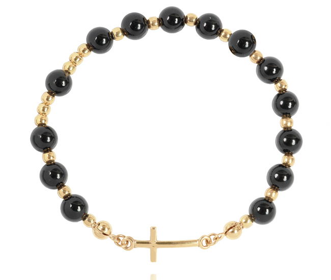 1627/2 bransoletka różaniec srebro 925 pozłacane z agatu