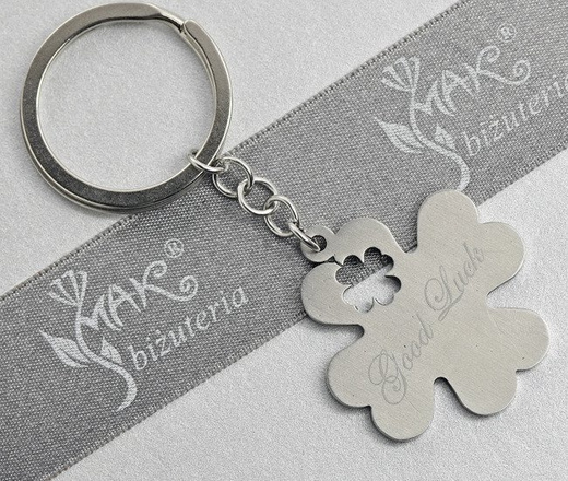 582 BRELOK DO KLUCZY koniczynka stalowa grawer w cenie