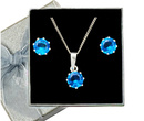 480/89  komplet srebrny koła z niebieskimi cyrkoniami