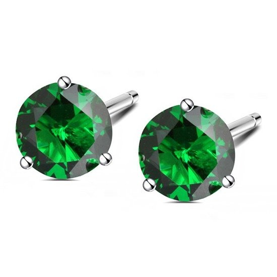 Kol 599/784 kolczyk wkrętki i cyrkonie szmaragdowe, wkrętki