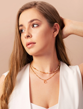 1326/6 naszyjnik pozłacany sopelek kryształowy cytrynowy