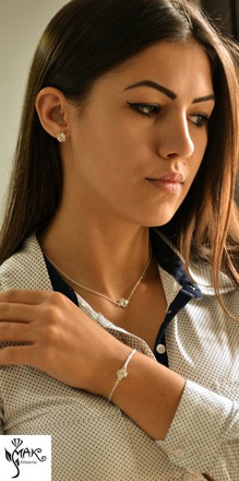 KPL721 koniczynka Swarovski Elements KOMPLET+ pudełko z grawerem