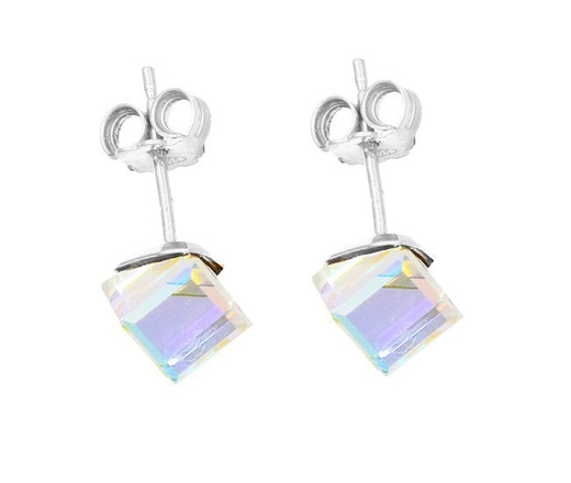 1230 komplet Swarovski Elements srebro 925 kostki tęczowe