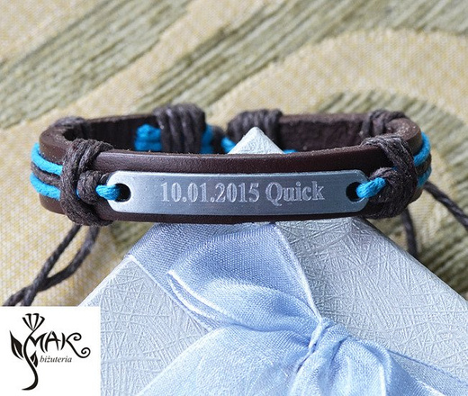 BR643 BRANSOLETKA MĘSKA Z GRAWEREM SKÓRA