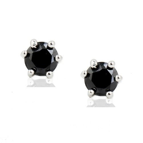 Kol 599/639 kolczyki srebrne wysadzane czarnymi cyrkoniami, wkrętki