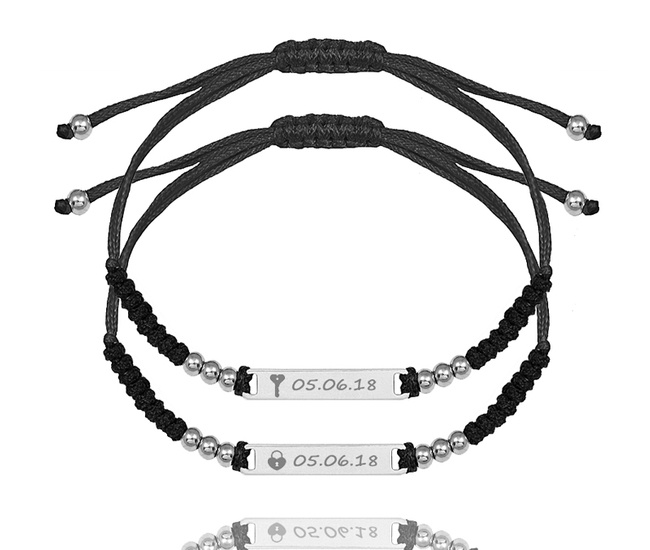 1638/10 bransoletka s. 925 z grawerem dla pary na sznureczku