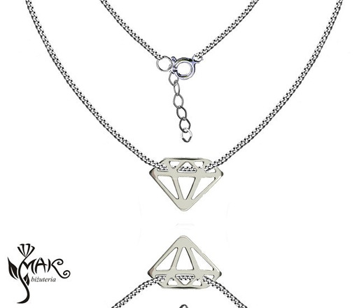 NK757 NASZYJNIK diament SREBRO 925 celebrytka