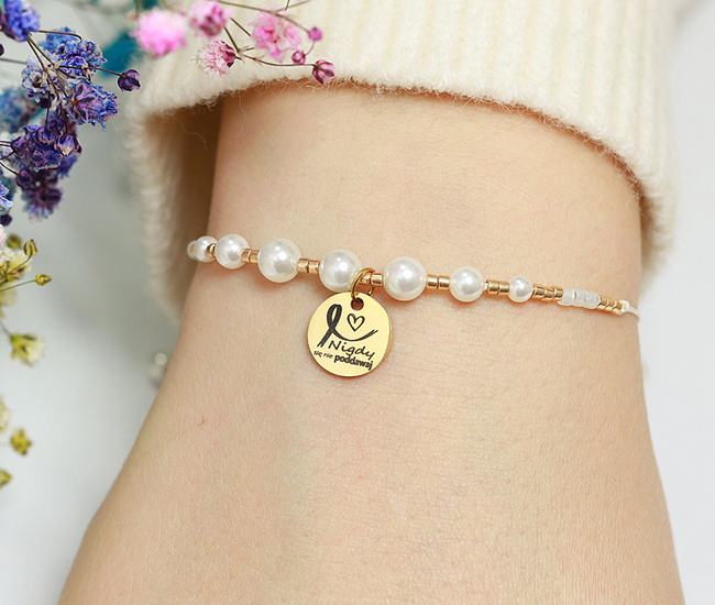 Bransoletka stalowa amazonka z perłami 1624/2