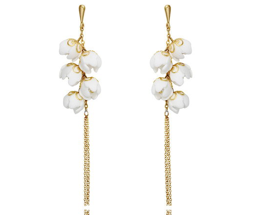 Komplet ślubnej biżuterii z perełkami i kwiatami – naszyjnik, kolczyki, bransoletka 1816/8