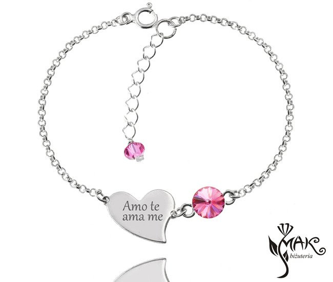 BR891 BRANSOLETKA Z GRAWEREM Swarovski Elements serce