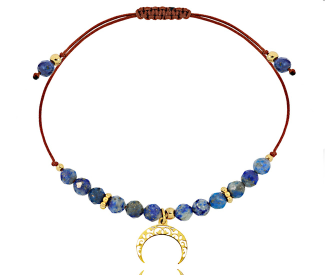 1733/13 bransoletka na sznurku z lapisem lazuli