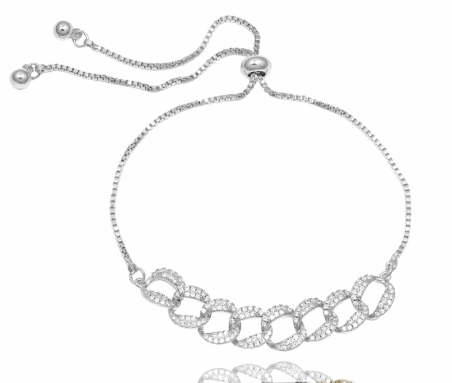 Br599/1033 bransoletka duże ogniwka wysadzane cyrkoniami