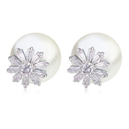 KOL599/257  KOLCZYKI BIAŁE ZŁOTO PERŁA TRIBAL