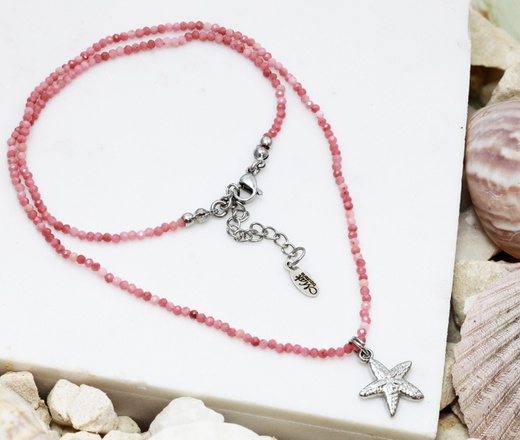 naszyjnik z kamieniami naturalnymi stalowy z rozgwiazdą 1821