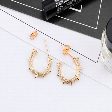 Kol 599/763 kolczyki sztyft kółka z cyrkoniami spike kolce