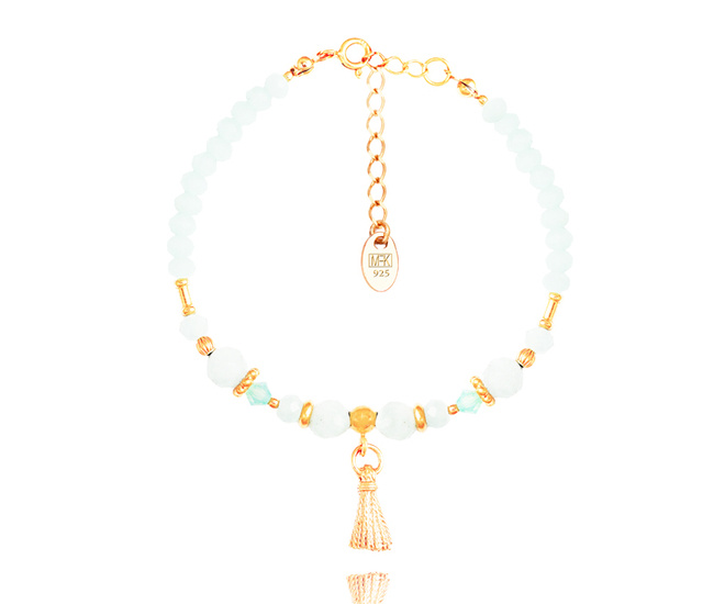 1383/12 bransoletka srebrna 925 pozłacana jasny niebieski