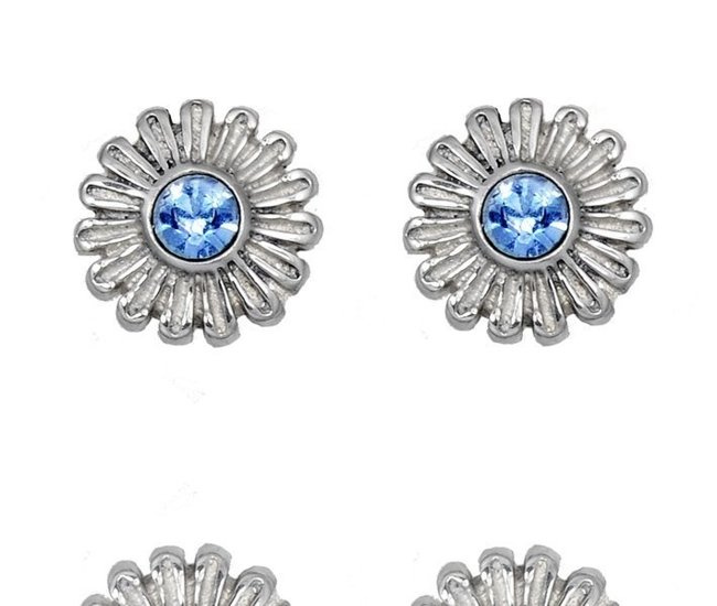480/291 kolczyki srebrne kwiatuszki z szafirową / niebieską cyrkonią