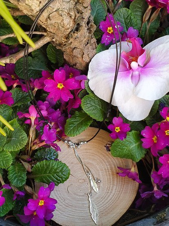 1154 Naszyjnik srebrny 925 regulowany piórka