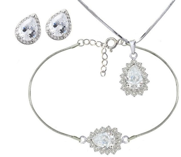 1081 Komplet ślubny wieczorowy, kolczyki naszyjnik bransoletka na ślub (599/814;599/811;1081)