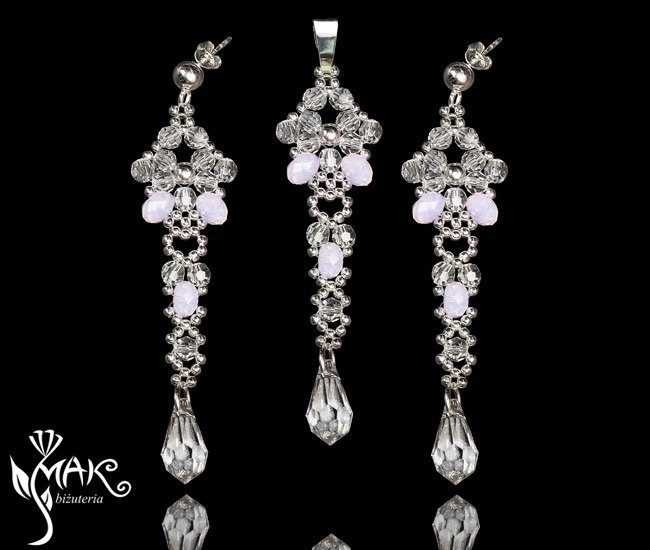 628 biżuteria ślubna kolczyki i wisiorek