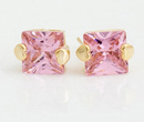 Kol  599/390 kolczyki cyrkonie różowe żółte złoto