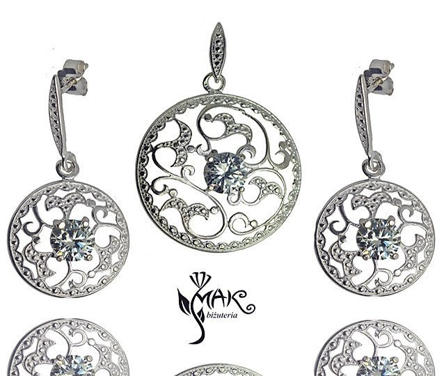 KPL480/64 KOMPLET SREBRNY 925 Z CYRKONIĄ