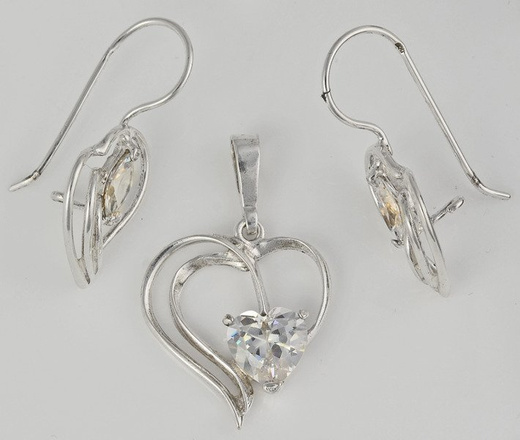 480/201 komplet srebrny serduszka