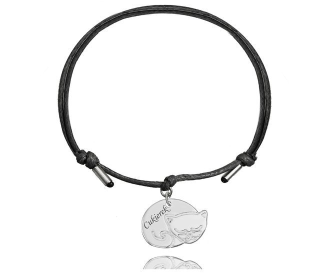 1207 BRANSOLETKA Z GRAWEREM, SREBRO 925 kot kłębek