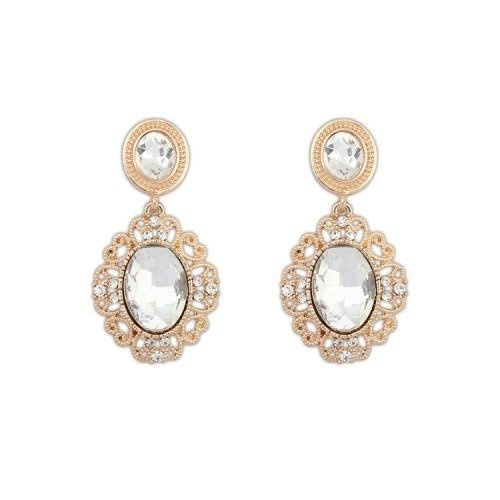 Kol  599/111  kolczyki kryształy złocone z oczkiem krystalicznym