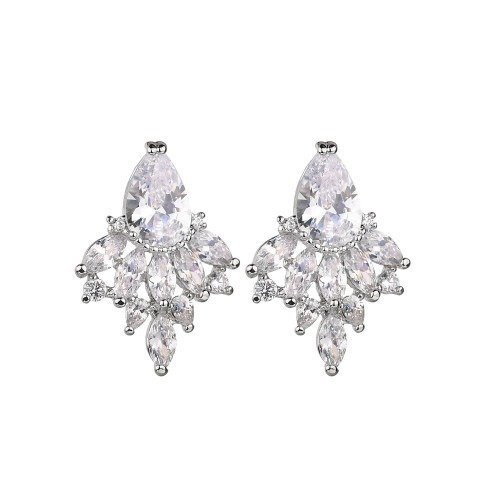 Kol 599/902 Kolczyki na ślub, długie z cyrkoniami pazurki crystal