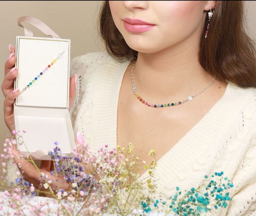 1590 kolorowy naszyjnik z grawerem srebro 925 motyl