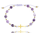 1671/3 bransoletka różaniec z ametystem pozłacana