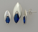 480/105  komplet srebrny łezki z niebieskimi cyrkoniami