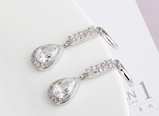 Kol599/857 KOLCZYKI na ślub z cyrkonią srebrne długie łezki