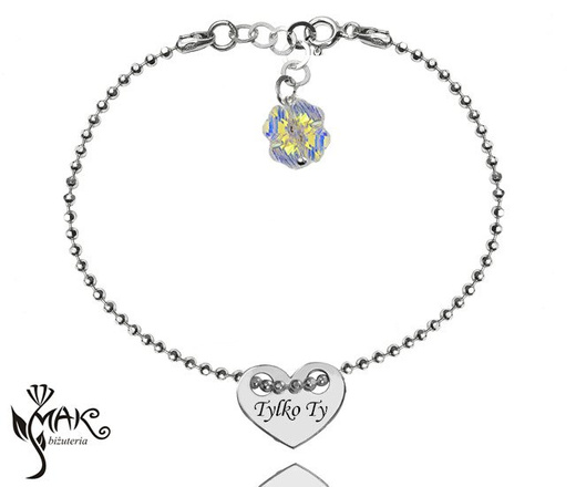 BR832 BRANSOLETKA Z GRAWEREM Swarovski Elements serce